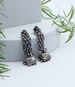 Handcrafted ethnic silver jhumka earrings