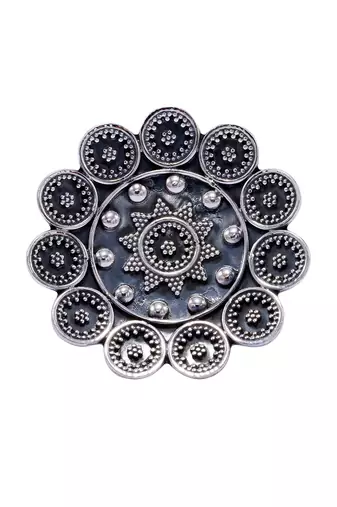 Floral intricate oxidized silver ring
