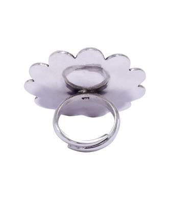 Floral intricate oxidized silver ring 5