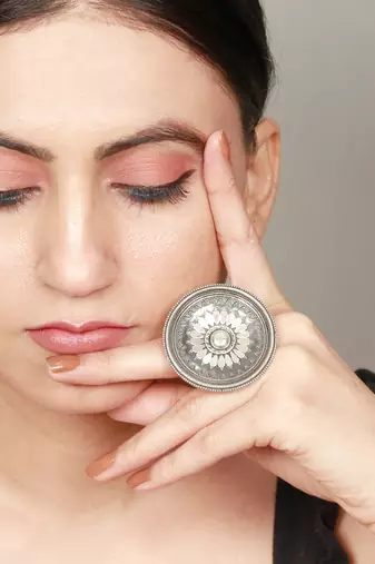 Tribal chandrika silver ring