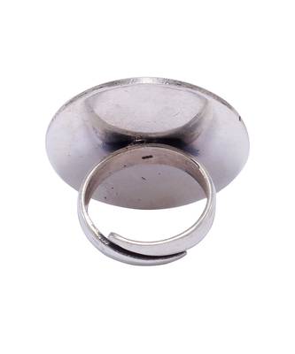 Turquoise studded round silver ring 5