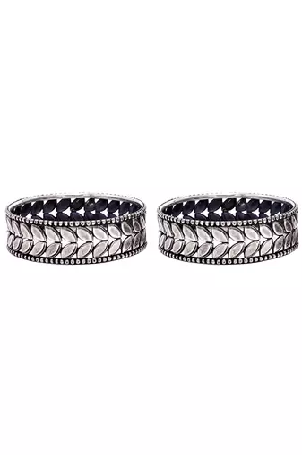 Silver leaf petal design bangles