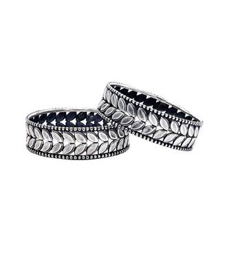 Silver leaf petal design bangles 4