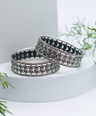 Traditional oxidized silver bangles 1