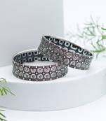 Checker box design silver bangles