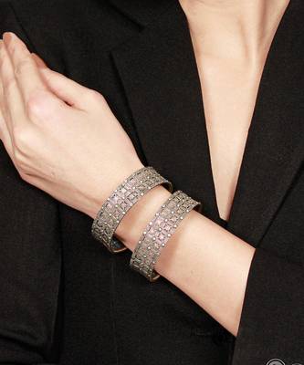 Checker box design silver bangles 2