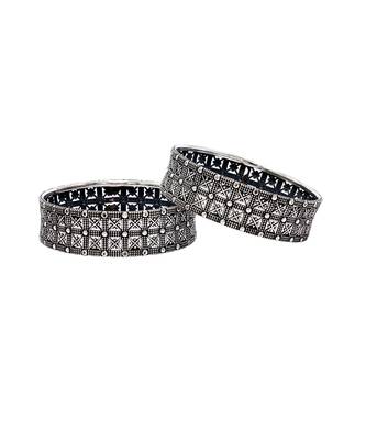 Checker box design silver bangles 3