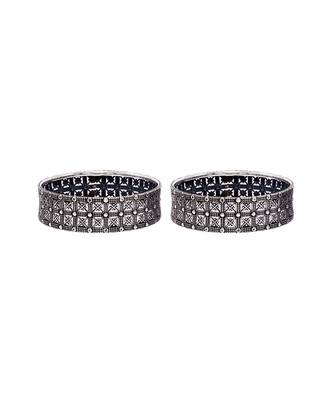 Checker box design silver bangles 4