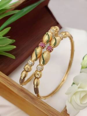 Sukai jewels traditional festive wear gold plated bangles for women and girls 2