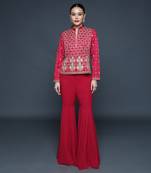 Cherry red bundi with palazzo