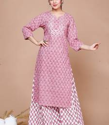 Womens Cotton Straight Floral Printed Kurta Palazzo
