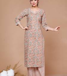 Women Cotton Printed Straight Kurta And Palazzo
