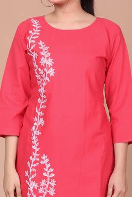 Women's Red Colour Printed Cotton Co-ord set 2