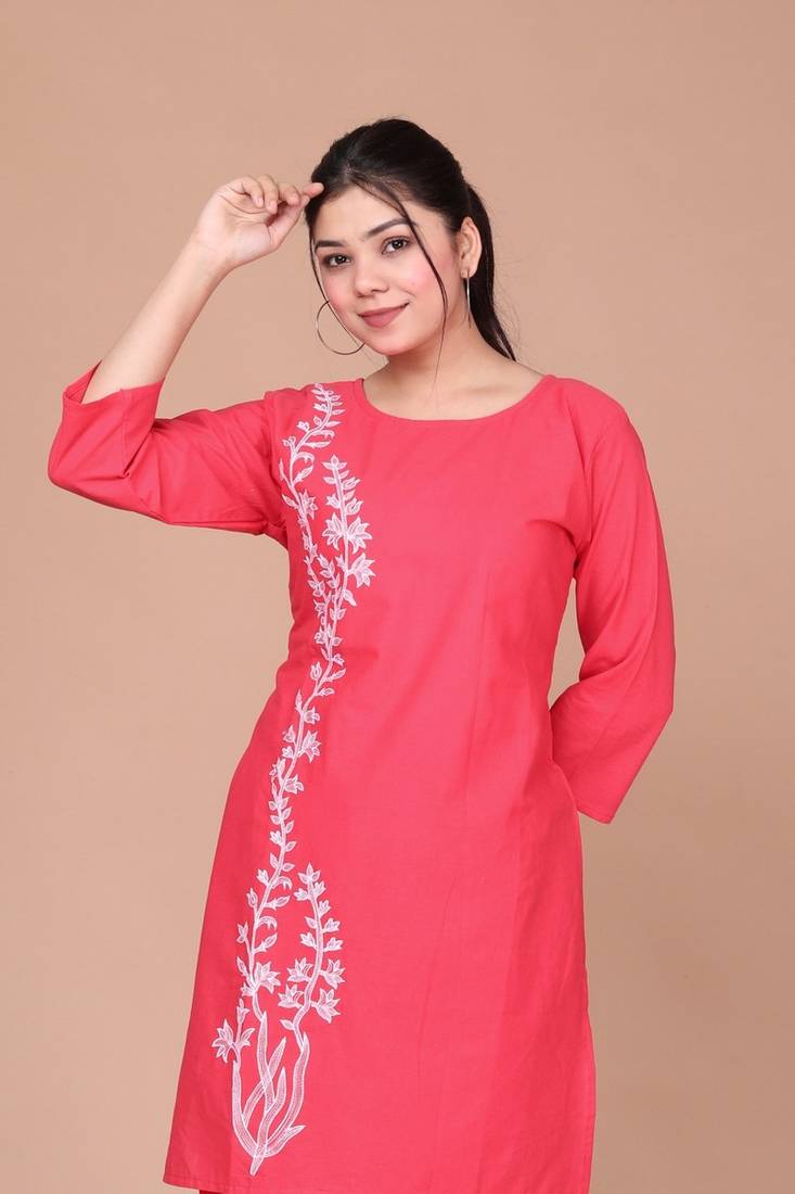 Women's Red Colour Printed Cotton Co-ord set