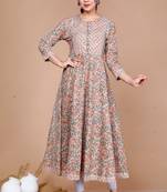 Womens Floral Printed Ankle Length Anarkali Kurta