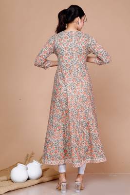 Womens Floral Printed Ankle Length Anarkali Kurta 3