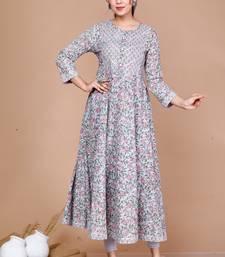 Womens Floral Printed Anarkali Kurta