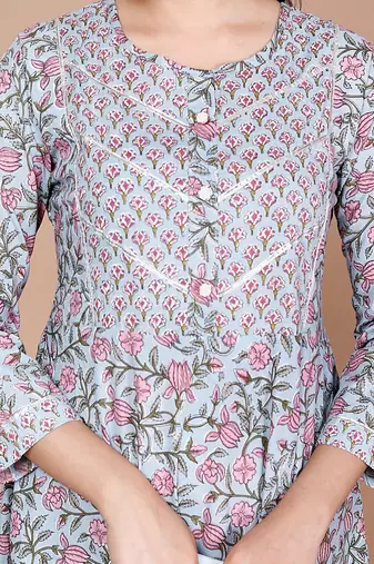 Womens Floral Printed Anarkali Kurta