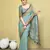 Elora linen plain handloom designer saree for women (sea green)