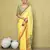 Elora linen plain handloom designer saree for women (yellow)