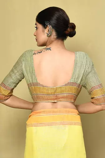 Elora linen plain handloom designer saree for women (yellow)