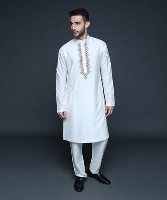Ivory geometric embroidery kurta set 1