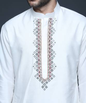 Ivory geometric embroidery kurta set 2