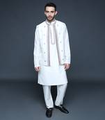 Ivory embroidered bundi kurta set