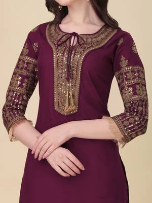 Modestouze Attires Women's Embroidered Silk Kurta And Pant Set With Net Dupatta (MAK7SEQUIN) 4