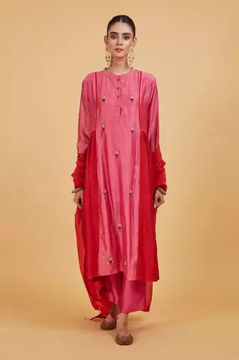 Rose pink classic kurta set