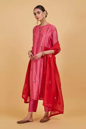 Rose pink classic kurta set