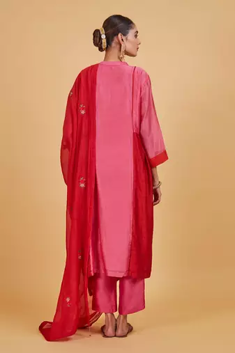 Rose pink classic kurta set