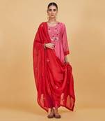 Rose pink yoke kurta set