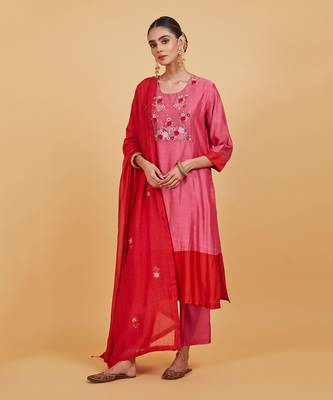 Rose pink yoke kurta set 2