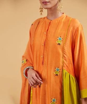 Rose orange classic kurta set 3