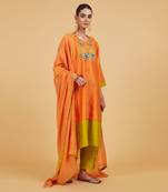 Rose orange yoke kurta set