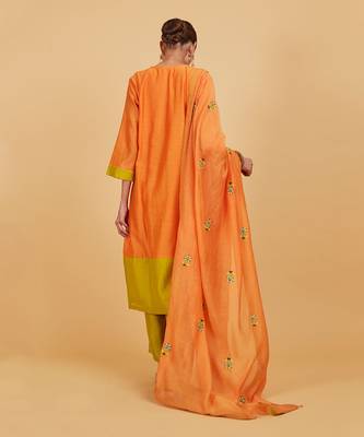 Rose orange yoke kurta set 5