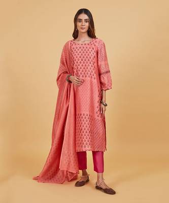 Black pink round neck kurta set 1