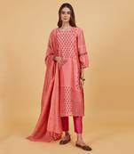 Black pink round neck kurta set