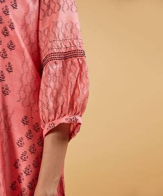 Black pink round neck kurta set 5