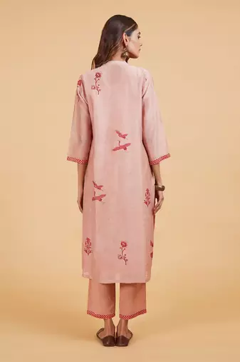 Red bird yoke kurta set