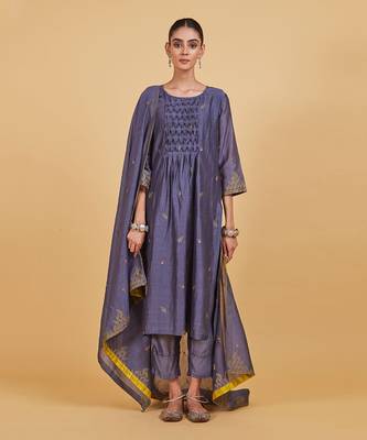 Grey dhari smoke kurta set 1