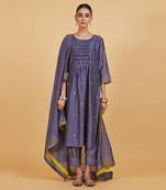 Grey dhari smoke kurta set