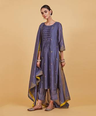 Grey dhari smoke kurta set 2