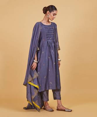 Grey dhari smoke kurta set 3