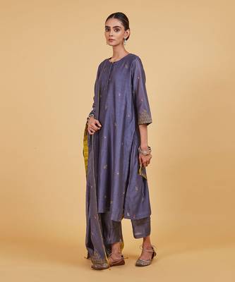Grey dhari classic kurta set 1