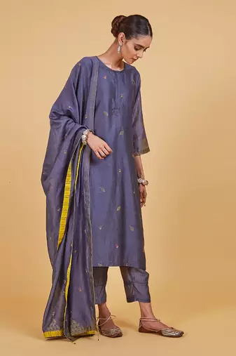 Grey dhari classic kurta set