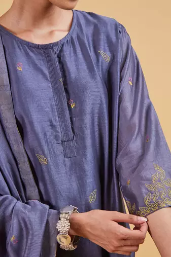 Grey dhari classic kurta set