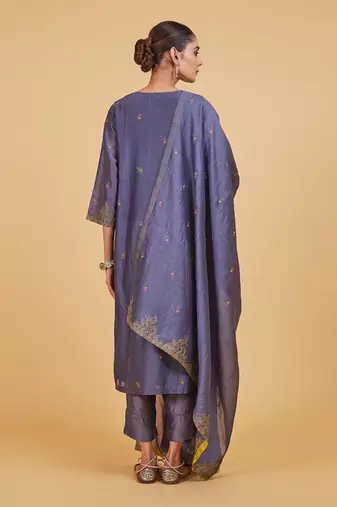 Grey dhari classic kurta set