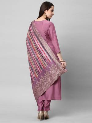 Embroidered a line kurta paired with straight pants and printed brocade dupatta. 2